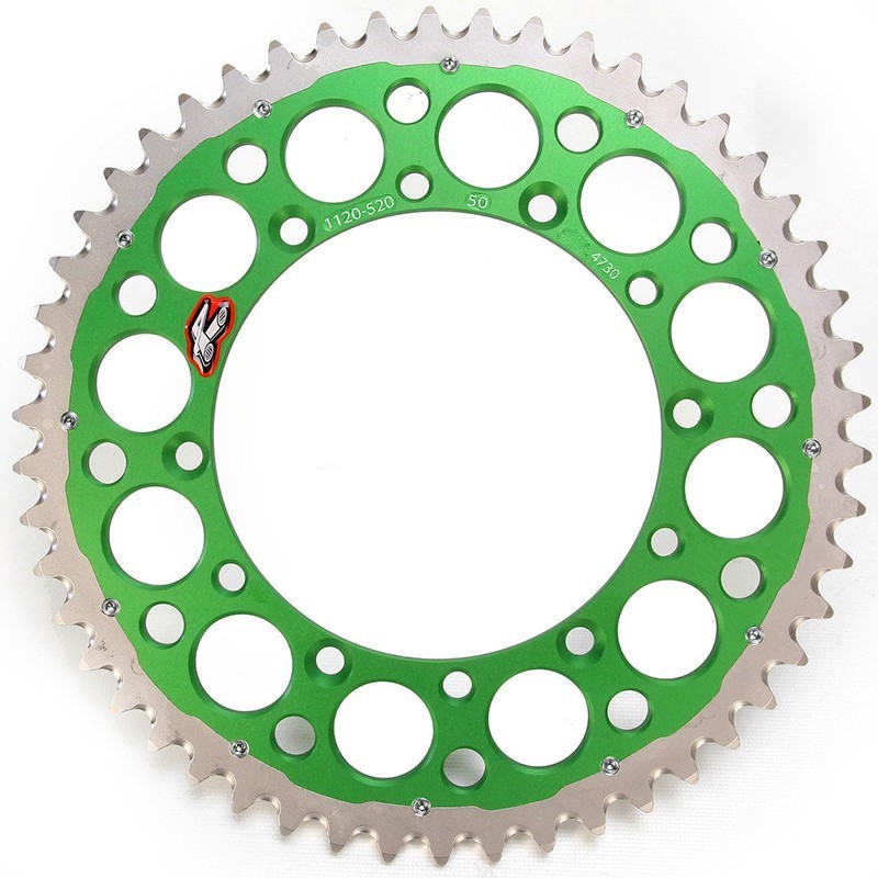 Rear sprocket Renthal Twinring Kawasaki KXF green 1120U520GR Renthal Rear Sprockets