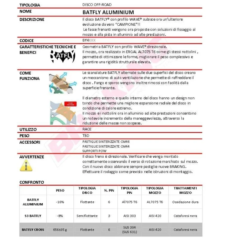 Front Brake Disc Braking BatFly Aluminium 270 mm Honda BY4122 Braking Bremsscheiben