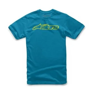 T-shirt bambino Alpinestars kid Blaze azzurro giallo fluo 3038-72000(7955)