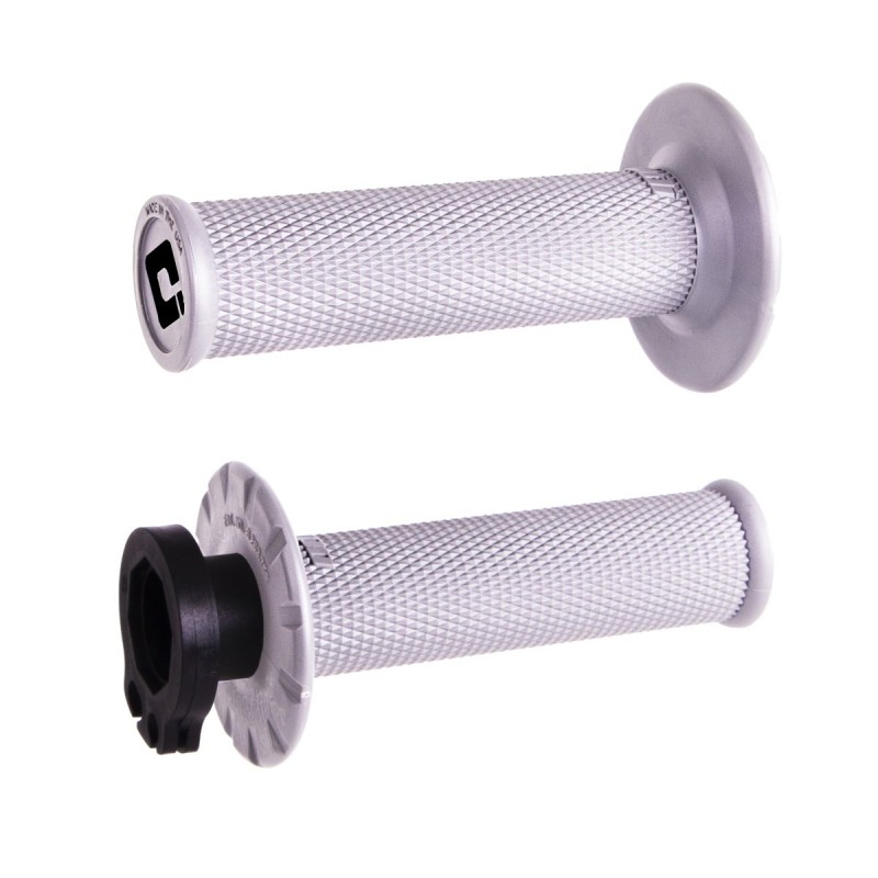 Manopole ODI V2 Lock On lisce 2-4 tempi bianche 0630-2547