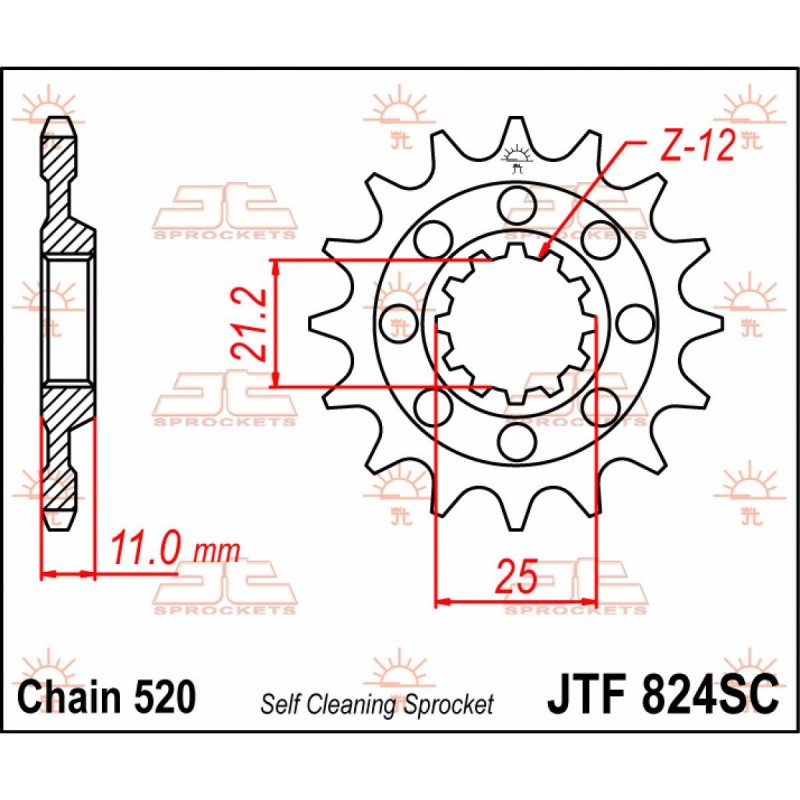 copy of JT front self cleaning sprocket-Husqvarna 13 teeth JTF82413SC JT Pignons