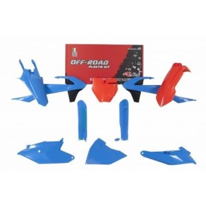 Kit plastiche Racetech KTM SX 85 18- azzurro-arancione con parasteli R-KITKTM-CL0-185