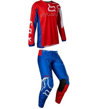 Gear SET FOX Youth Skew 2022 White/Red/Blue 28184-574+28185-574 Fox Kids Clothing Motocross Gear