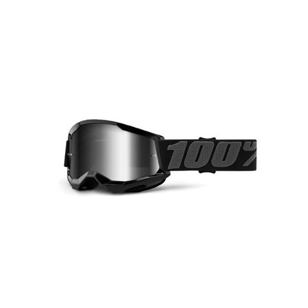 Goggle 100% Strata 2 Youth Black with mirror lens 461249 100% Kids Motocross Goggles