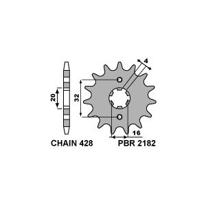 Pignone PBR per Vent 125 4T / Fantic 125 4T / Yamaha WR125X passo 428