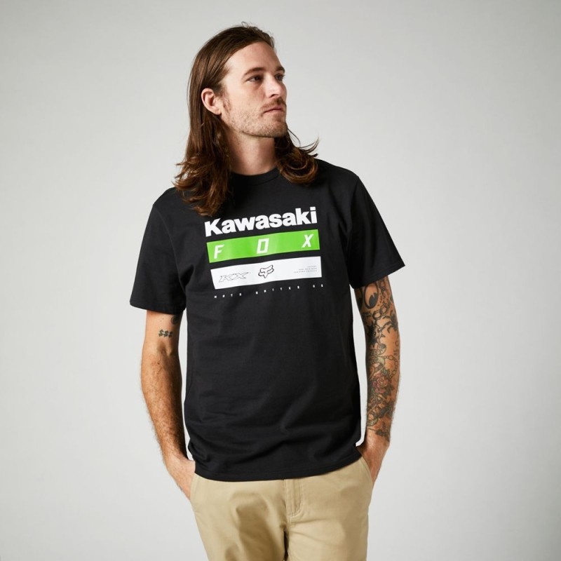 FOX KAWASAKI STRIPES PREMIUM TEE 2022 noir