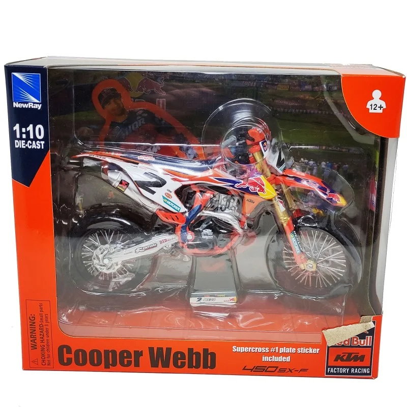 Diecast bike model red BULL KTM 450 SXF TEAM COOPER WEB 1:10