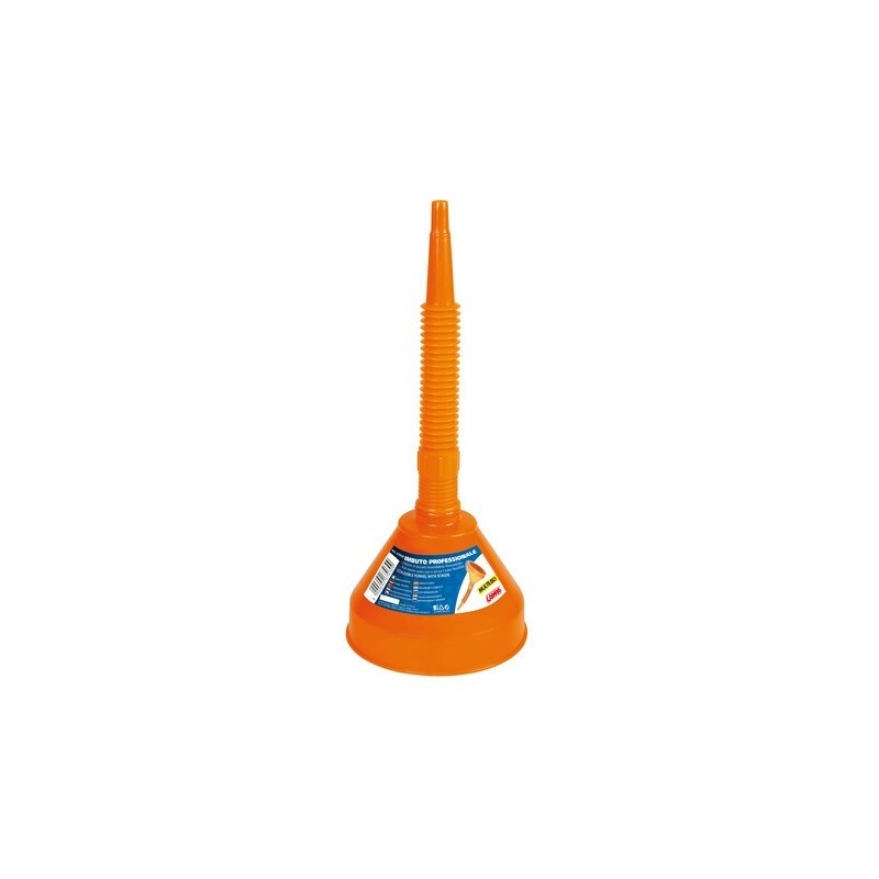Flexible plastic funnel with filter