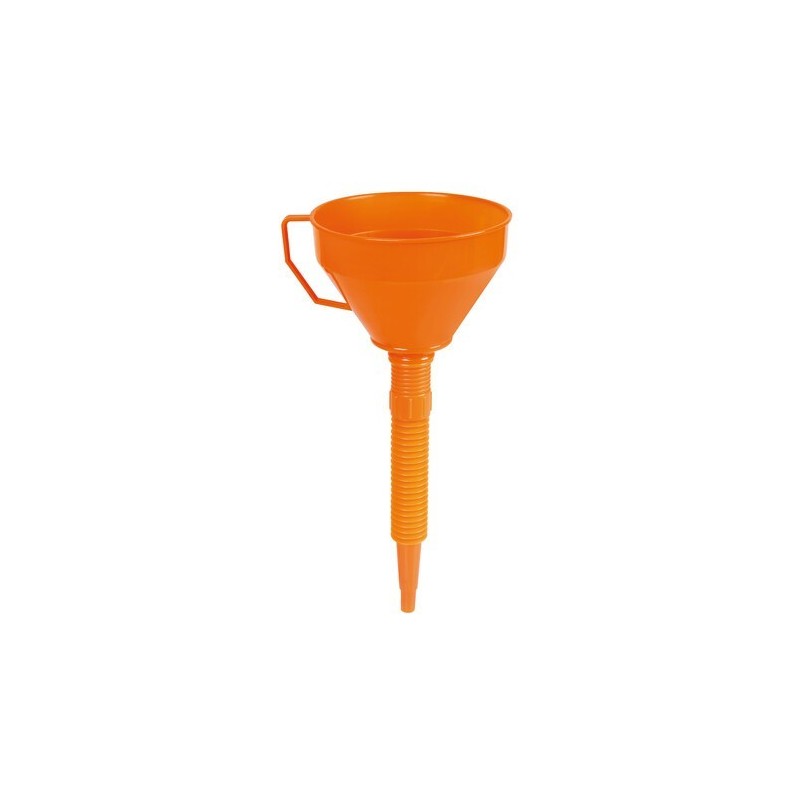Flexible plastic funnel with filter