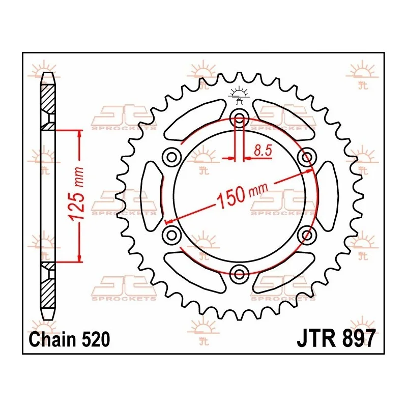 JT racelite Aluminum rear sprocket | KTM-Husqvarna-GasGas JTA897BLK JT Rear Sprockets