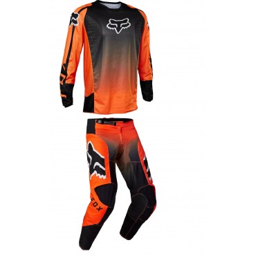 Gear Set FOX 180 Leed Arancione Fluo 2023 29610-824+29624-824 Fox Combo Jersey & Pant Motocross/Enduro