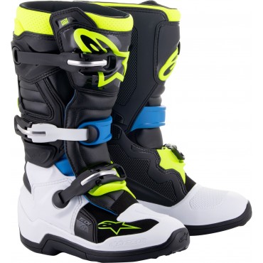 Boots Tech 7s Black/White/Blue/Fluo Yellow 2015017-1795 Alpinestars Kids Motocross Boots