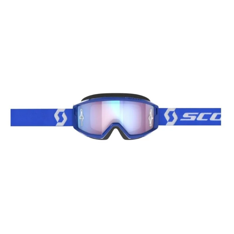Masque Scott Primal bleue/blanc with bleue chrome works lens