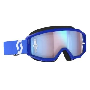 Masque Scott Primal bleue/blanc with bleue chrome works lens