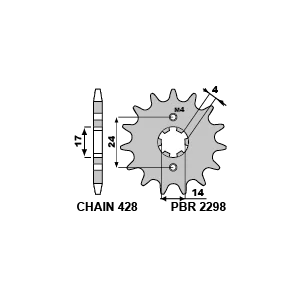Pignone PBR passo 428 Valenti 50 2011-2021 motore Derbi