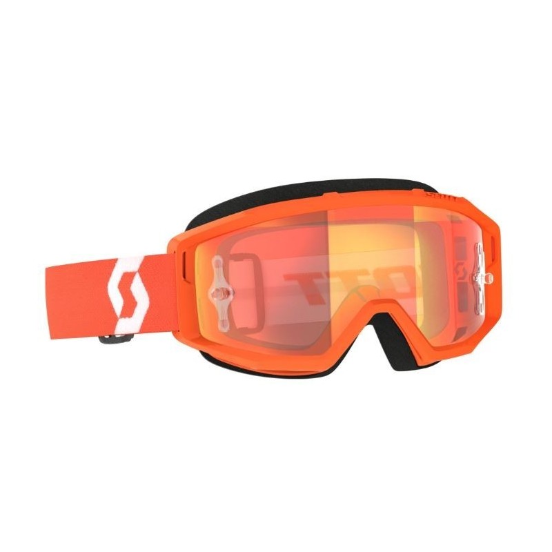 Masque Scott Primal orange/blanc with orange chrome works lens
