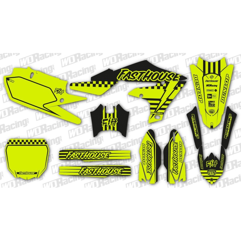 Kit Autocollants Yamaha Fasthouse jaune FLUO