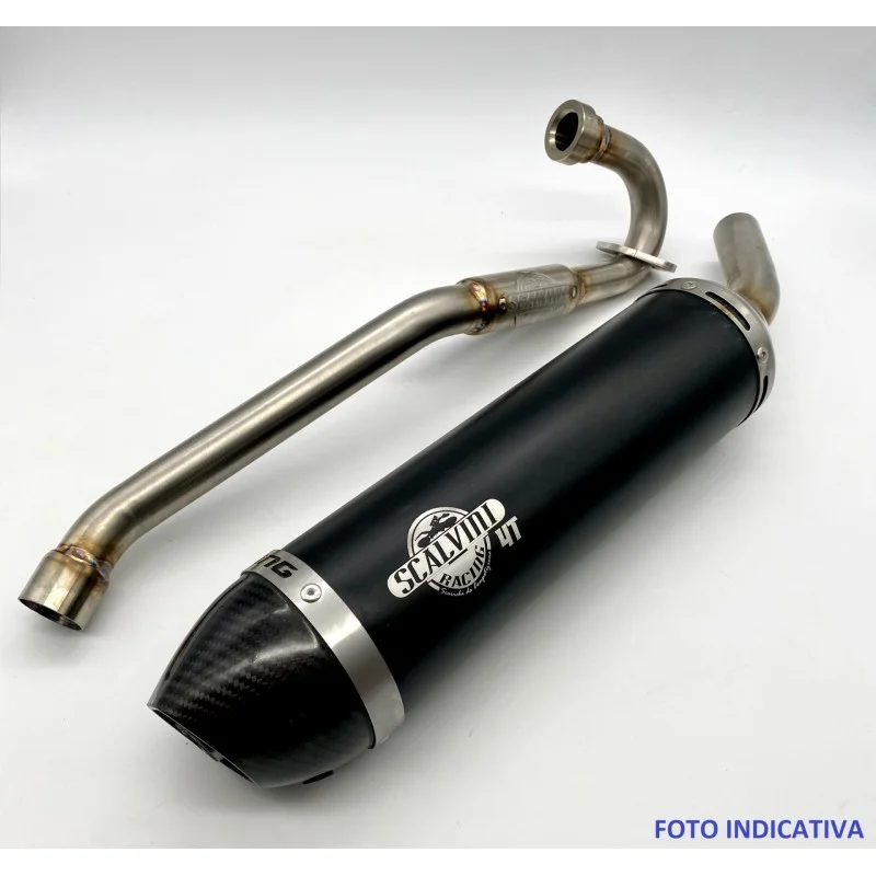 Scarico Completo Fantic 125 4T 11-16 Silenziatore anodizzato nero con fondello in carbonio