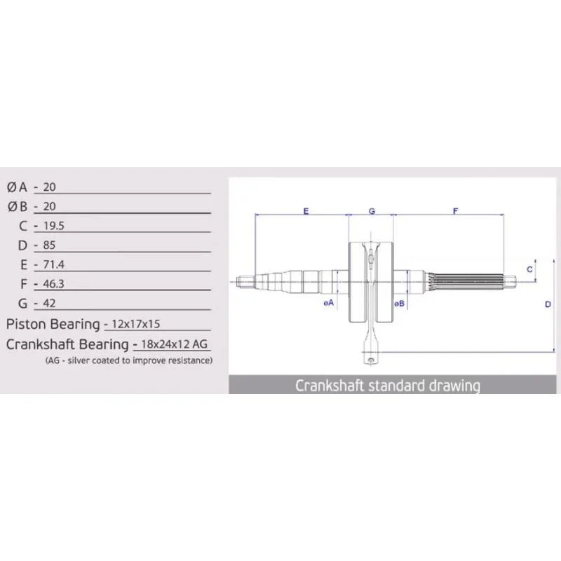 Athena Racing Crankshaft pin 12, stroke 39mm Minarelli AM6