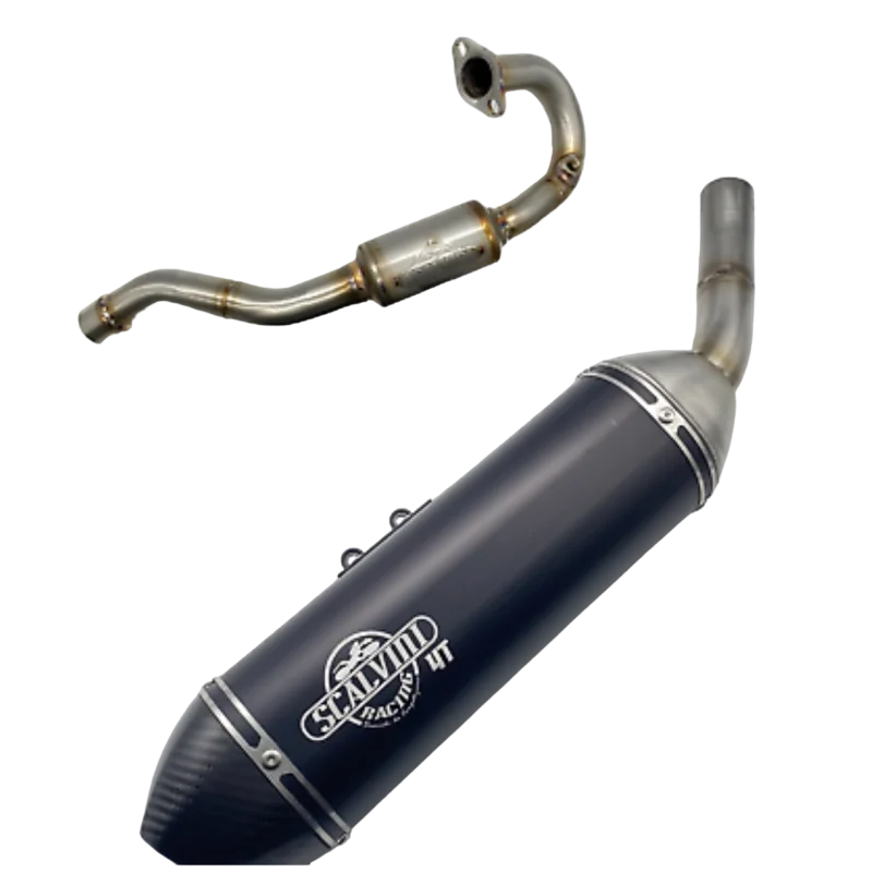 Complete exhaust Fantic XMF-XEF 125 4 stroke fuel injection black silencer with carbon end
