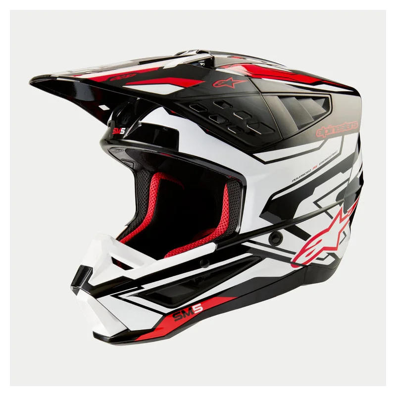 Casco Alpinestars SM5 ACTION 2 Black/White/Bright Red Glossy