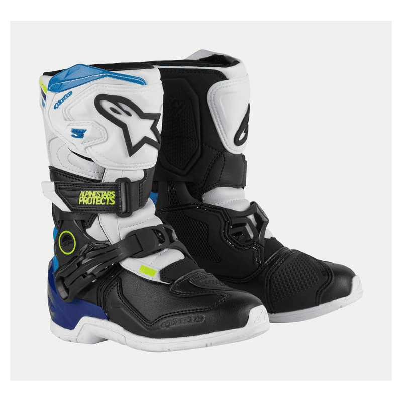 Boots Tech 3S Kids Alpinestars Bianco Blu Nera 2024 2014524-2179 Alpinestars Kids Motocross Boots