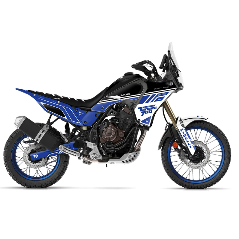 Dekorset “Racing Blue” Yamaha Ténéré 700 - World Raid - Rtech restyling revolution T7