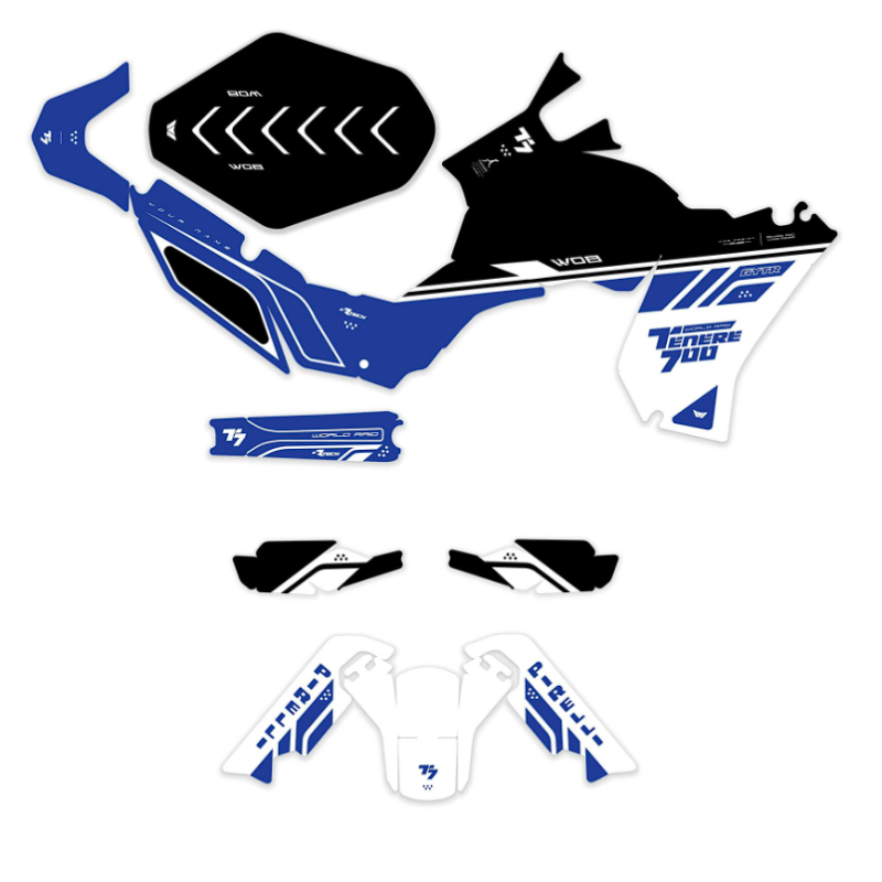 Kit Autocollants “Racing Blue” Yamaha Ténéré 700 - World Raid - Rtech restyling revolution T7
