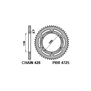 Rear steel sprocket PBR Fantic 125 4stroke 2018-