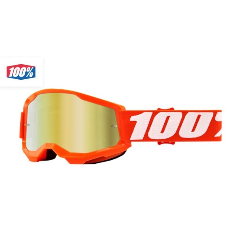 Masque 100% Strata 2 Youth Orange lentille miroir dorée