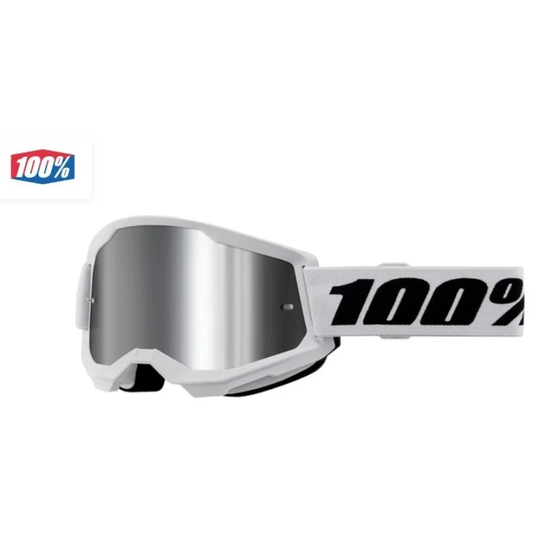 Crossbrille 100% Strata 2 weiß mit silber verspiegelten Gläsern