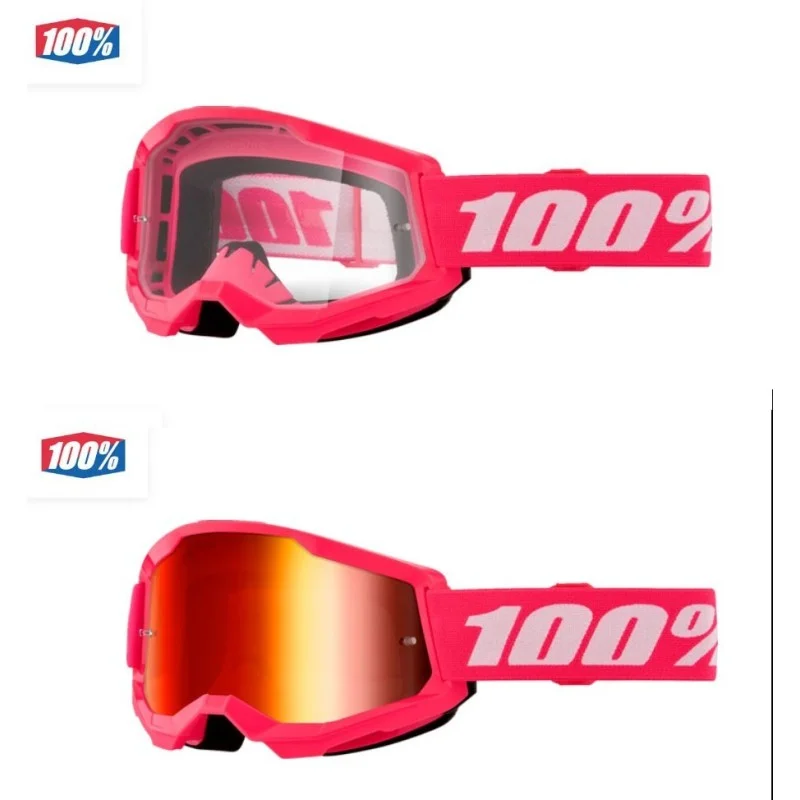 Crossbrille 100% Strata 2 Rosa mit rot verspiegelten Gläsern