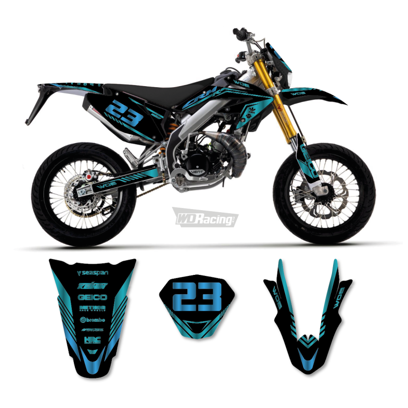 Graphic kit HM-Vent 50 2 stroke-125 4 stroke Chrome Light blue