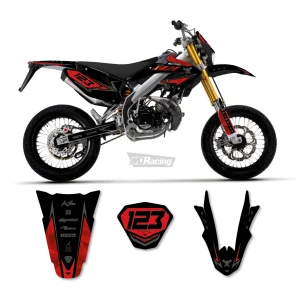 Graphic kit HM-Vent 50 2 stroke-125 4 stroke "Grenzgaenger Red" With Chrome Details