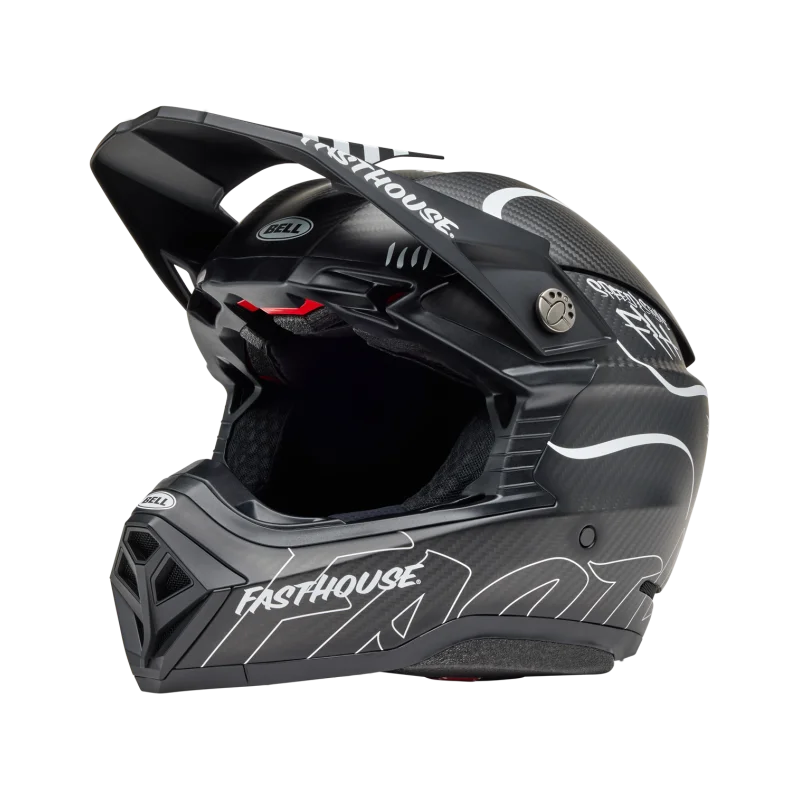 Helm Bell Moto10 Spherical 2025 Fasthouse Raven Mattschwarz/Weiß