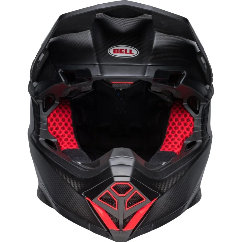 BELL Moto-10 Sphärischer Carbon-Helm, glänzendes Satin-Schwarz/Rot