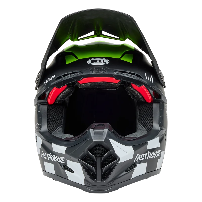 Casque BELL Moto-9S FLEX Fasthouse SMOKEBOMB semi-brillant Noir/Jaune fluo