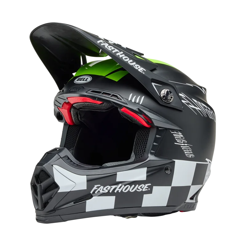 BELL Moto-9S FLEX Fasthouse SMOKEBOMB Helm halbglänzend Schwarz/Fluogelb