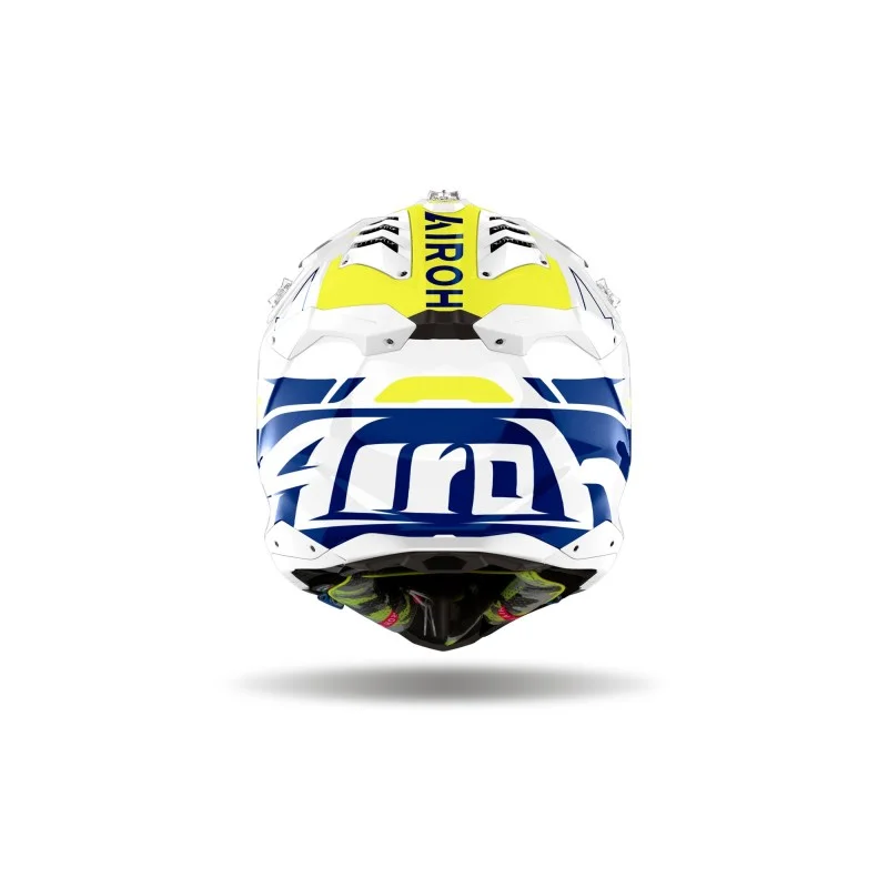 Casco Airoh Aviator 3 Spin Blu Giallo Fluo Lucido 2024