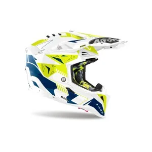 Casco Airoh Aviator 3 Spin Blu Giallo Fluo Lucido 2024