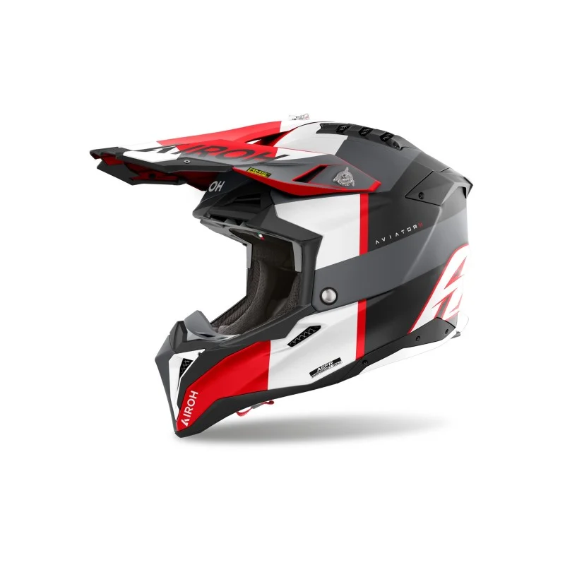 Casque Cross Airoh Aviator 3 | Monarch grey red matt
