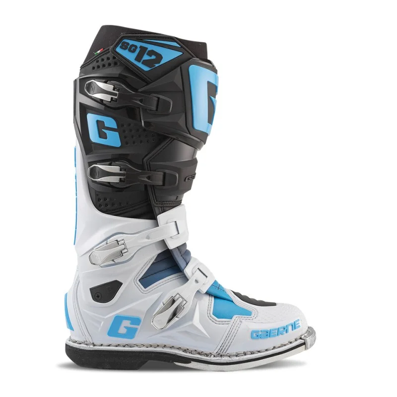 Stivali Gaerne SG12 Black/White | Carolina Blue LE