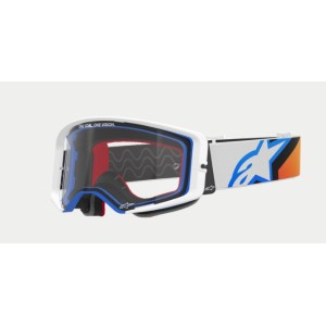 Maschera Motocross Alpinestars Supertech Corp Blu/Arancio|Clear
