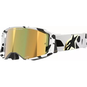 Mx Crossbrille Alpinestars Supertech Corp Absolute Weiße | Goldene Spiegellinse