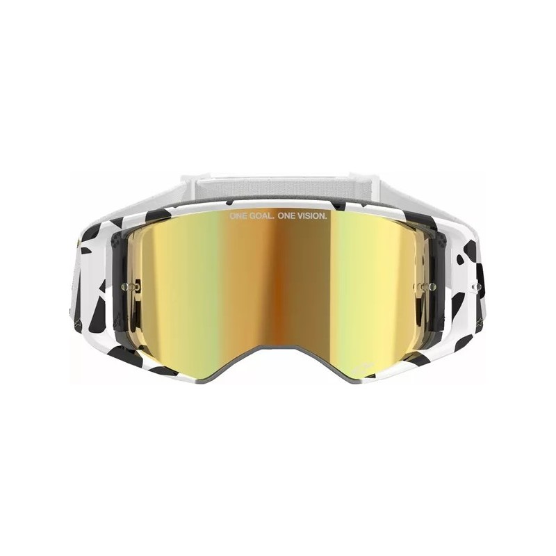 Motocross Masque Alpinestars Supertech Corp Blanc|Lentille miroir dorée