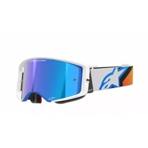 Maschera Motocross Alpinestars Supertech Corp Absolute Vision Blu/Arancio|Lente Blu a specchio