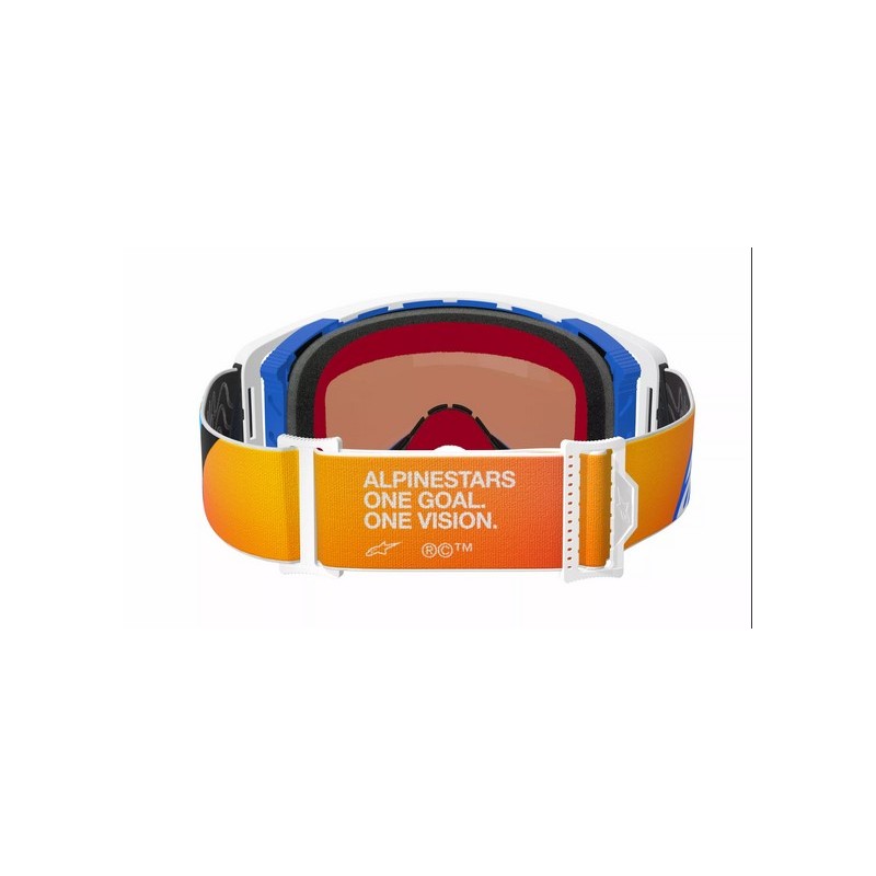 Maschera Motocross Alpinestars Supertech Corp Absolute Vision Blu/Arancio|Lente Blu a specchio