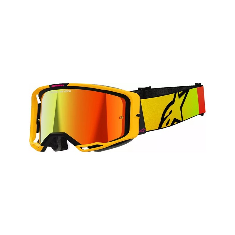 Masque Alpinestars Vision 8 Corp Jaune/Rose|Rouge Ècran Miroir