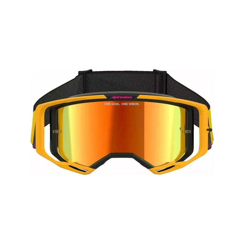 Maschera Alpinestars Vision 8 Corp Giallo/Rosa | Lente Rossa a Specchio
