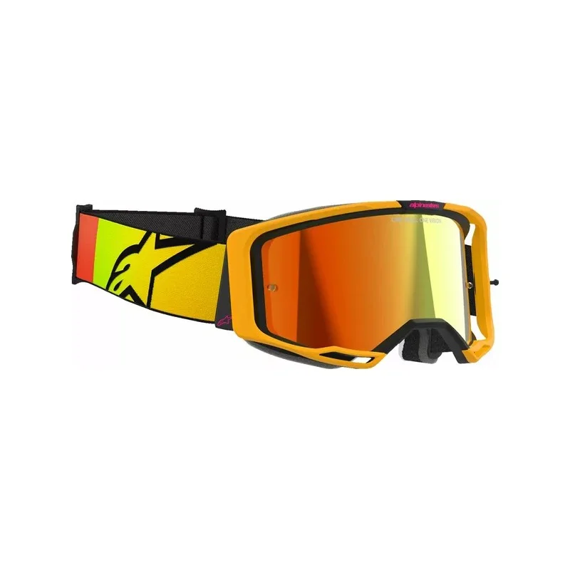 Alpinestars Vision 8 Corp MX-Brille Gelb/Rosa| Rot Verspiegelten Gläsern